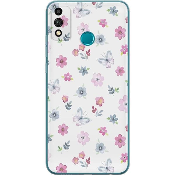 Telefontaske til Honor 9X Lite med blomster og sommerfugle