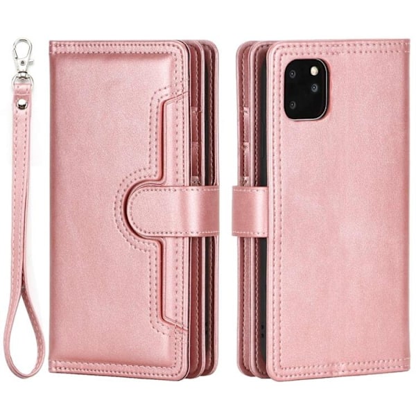 iPhone 14 Pro Max Plånboksfodral Äkta Läder Flip - Rosa Guld