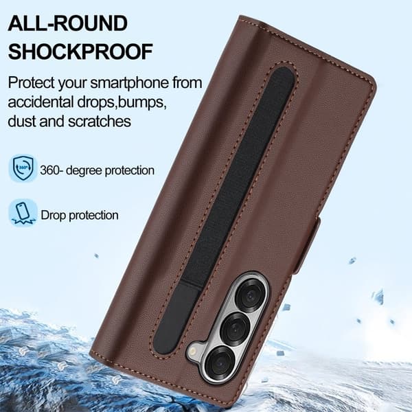 LC.IMEEKE L1 Samsung Galaxy Z Fold6 Plånboksfodral Konstläder - Brun