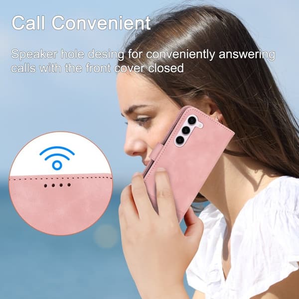 DIERFENG DF-03 Plånboksfodral för Samsung Galaxy S23 - Konstläder - Rosa