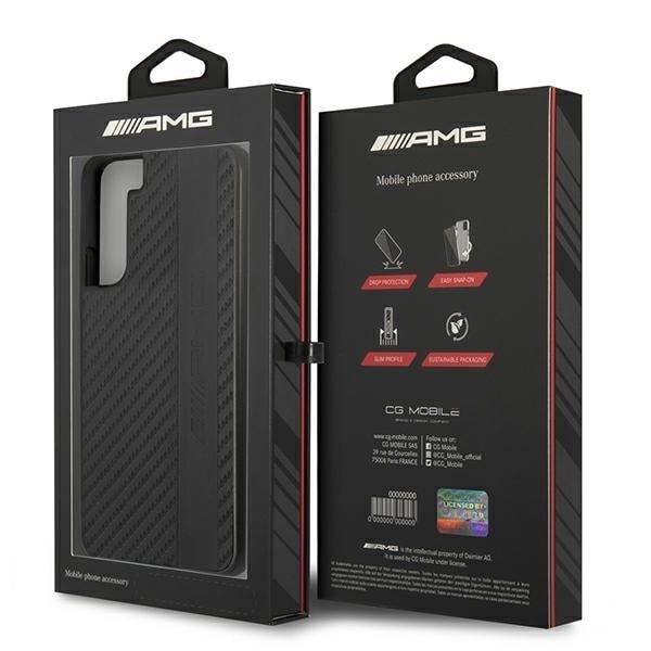 Mercedes Carbon Stripe and Embossed Skal Galaxy S22 Plus - Svart Svart