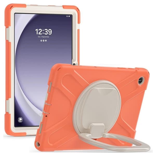 Mobilskal till Galaxy Tab A9 Plus Kickstand Handle Grip - Coral Orange Orange