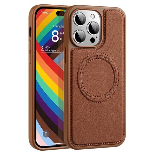 X-LEVEL Mobilskal till iPhone 15 Pro Max PU Läder Magnetisk Brun