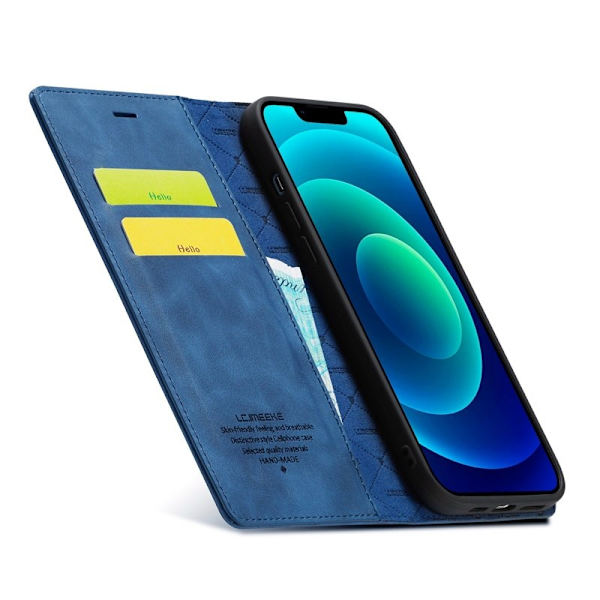 LC.IMEEKE iPhone 14 Plus Plånboksfodral Konstläder - Blå