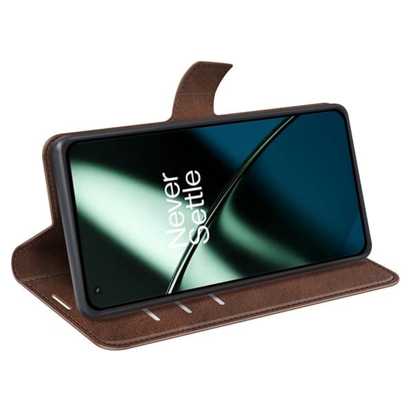 OnePlus 11 5G tegnebogsetui Calf Texture Flip - Kaffe Brun