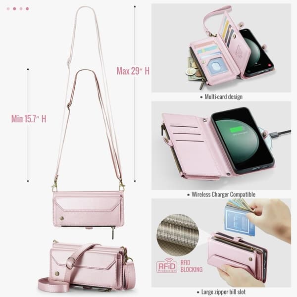 CASEME Plånboksfodral Konstläder för Samsung Galaxy S23 FE - Rosa
