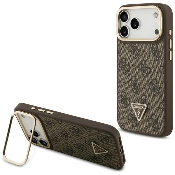 Guess Mobilskal till iPhone 17 Pro Max MagSafe Triangle Logo & Stand Brun