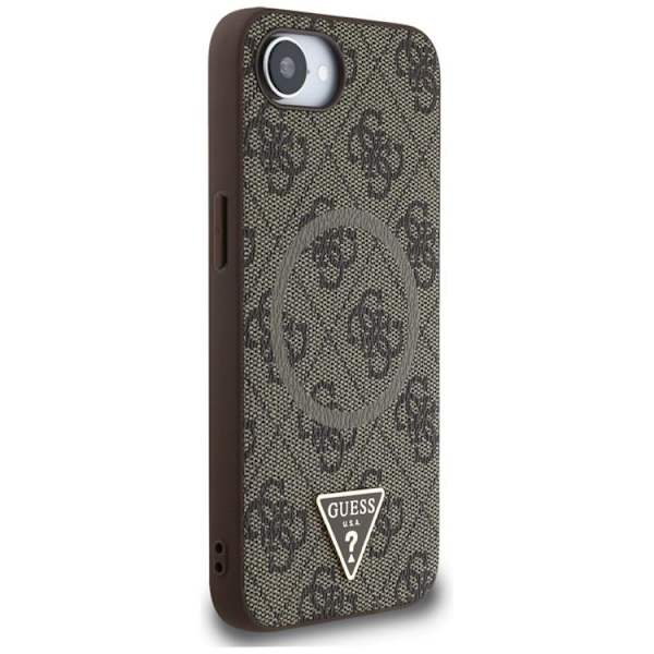 Guess Mobilskal till iPhone 16e MagSafe 4G Ring Triangle Logo Brun