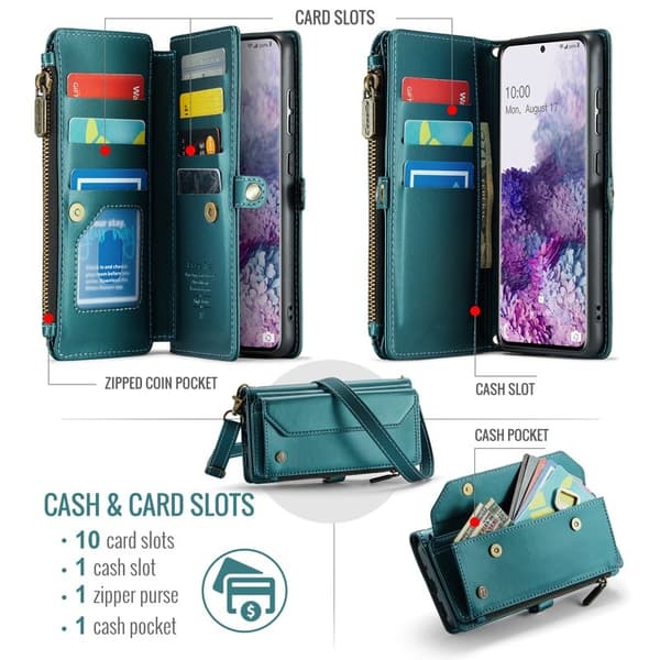 CASEME Plånboksfodral Konstläder för Samsung Galaxy S20 Plus - Grön