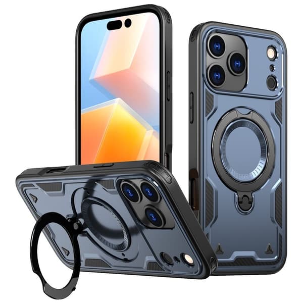Mobilskal till iPhone 17 Pro Plast Militärskydd Med Ställ - Blå