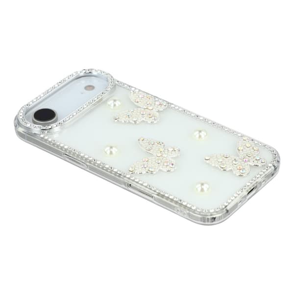 Mobilskal till iPhone Air Rhinestone Edge Pearl Butterfly Vit
