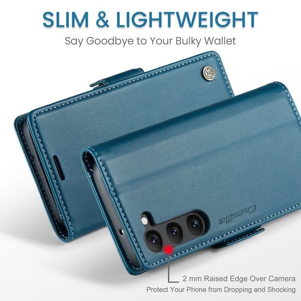 CASEME Plånboksfodral Konstläder för Samsung Galaxy S23+ - Blå