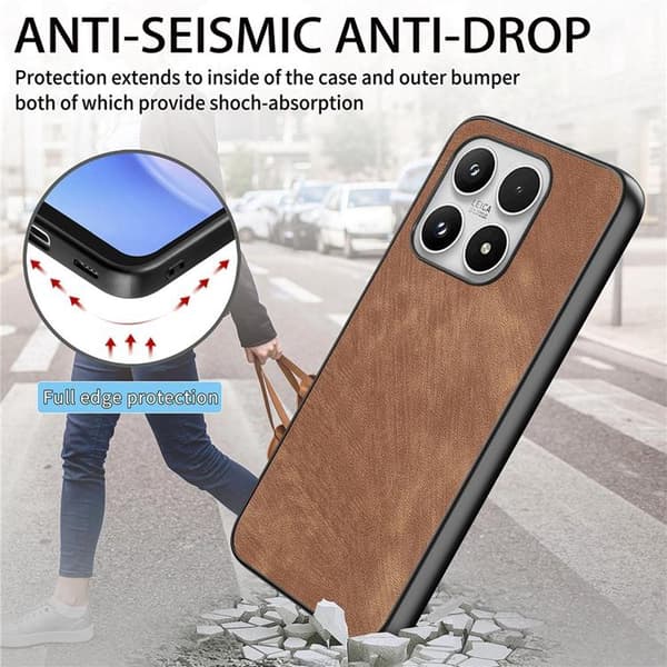 Mobilskal för Xiaomi 17 Retro Läder Shockproof Slim Brun