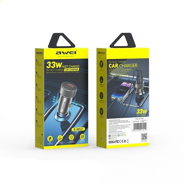 Awei Billaddare 33W 1xUSB-C 1xUSB-A C-857 - Brun Brun
