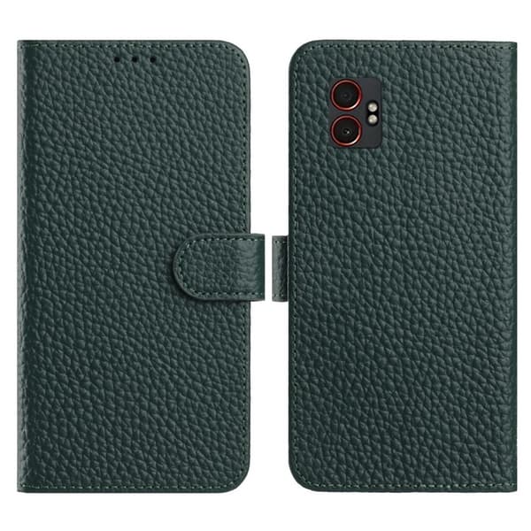 Galaxy XCover 7 Pro Plånboksfodral Äkta Läder Litchi - Grön Grön