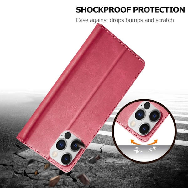 LC.IMEEKE Plånboksfodral för iPhone 15 Pro - Konstläder - Rosa
