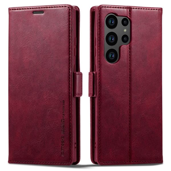 LC.IMEEKE Samsung Galaxy S23 Ultra Plånboksfodral Konstläder - Röd