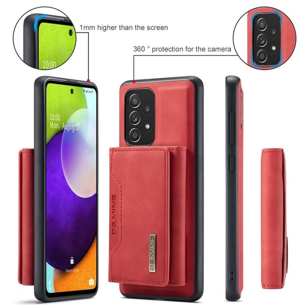 DG.MING M2 Tri-fold Plånboksfodral Samsung Galaxy A52s 5G Röd
