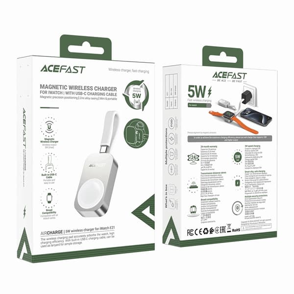 Acefast E21 5W Trådlös Laddare för Apple Watch - Silver Silver