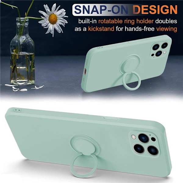 Mobilskal till iPhone 15 Pro Ringhållare Liquid Silikon - Cyan