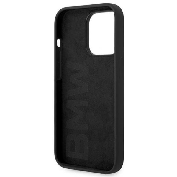 BMW iPhone 14 Pro Max Skal Silikon Metal Logo - Sort