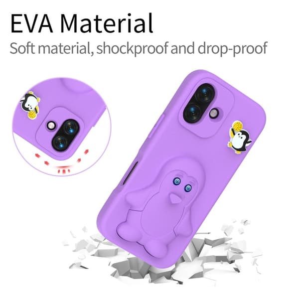 Penguin Mobilskal till iPhone 17 Kickstand Stöttålig EVA - Lila