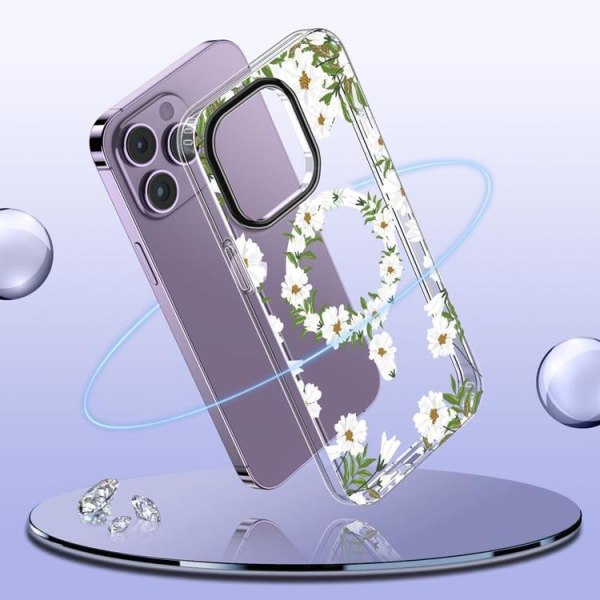 Tech-Protect iPhone 15 Mobilskal Magsafe Mood - Vit Daisy