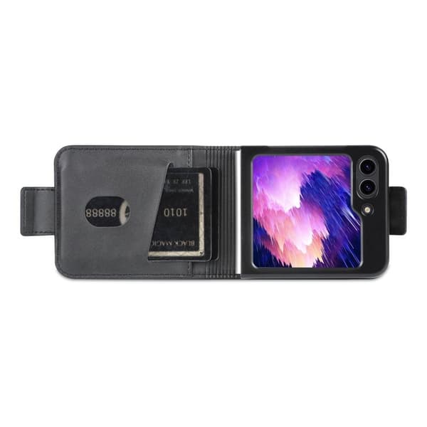 AZNS Samsung Galaxy Z Flip5 Plånboksfodral Konstläder - Svart