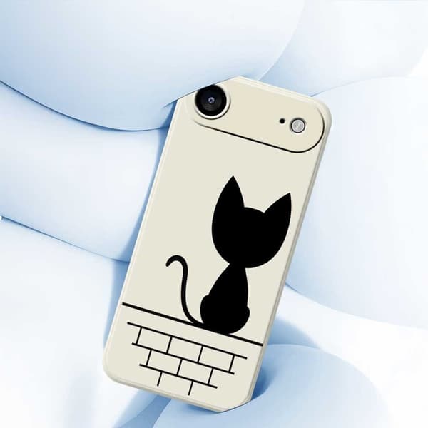 Mobilskal till iPhone Air Black Cat on the Wall - Grön Grön