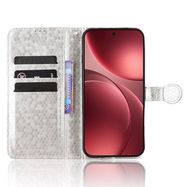 Oppo Find X9 Pro 5G Plånboksfodral Konstläder Med Handledsrem - Silver