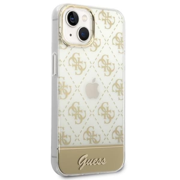 GUESS iPhone 14 Plus Skal 4G Pattern Script - Guld Guld