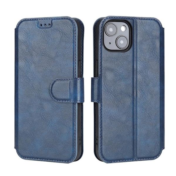 BOOM iPhone 14 Plus Plånboksfodral Calfskin - Blå Blå