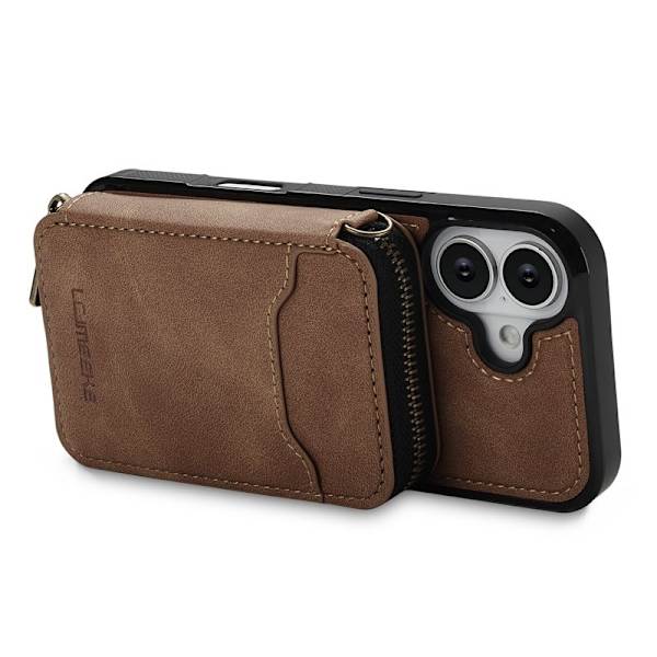 LC.IMEEKE L6 iPhone 17 Plånboksfodral Konstläder - Brun