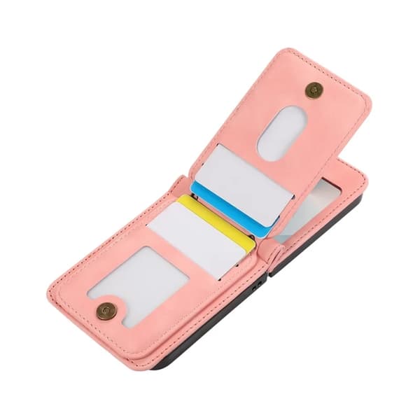 Galaxy Z Flip 7 Plånboksfodral Kickstand med Axelrem - Rosa Rosa