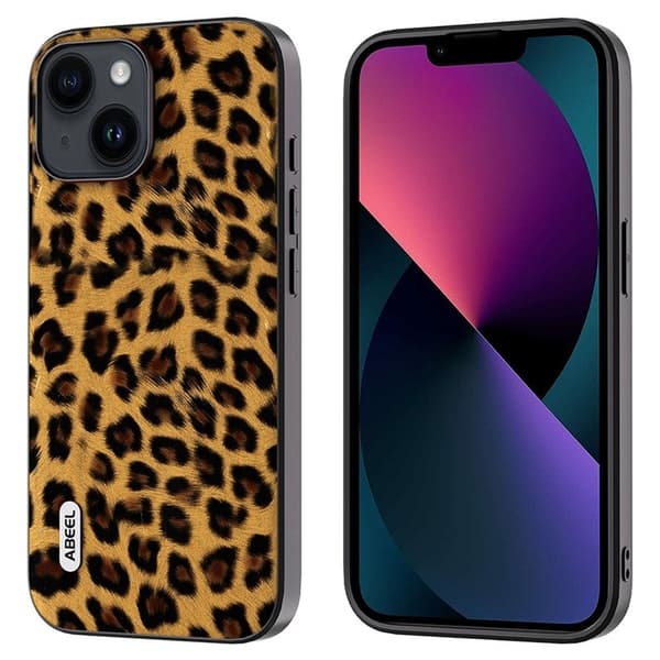 ABEEL Mobilskal till iPhone 13 Leopard Textur PU Läder + TPU + PC - Guld