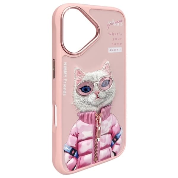 Nimmy Mobilskal till iPhone 16 Cool & Cute 2.0 Cat - Rosa Rosa