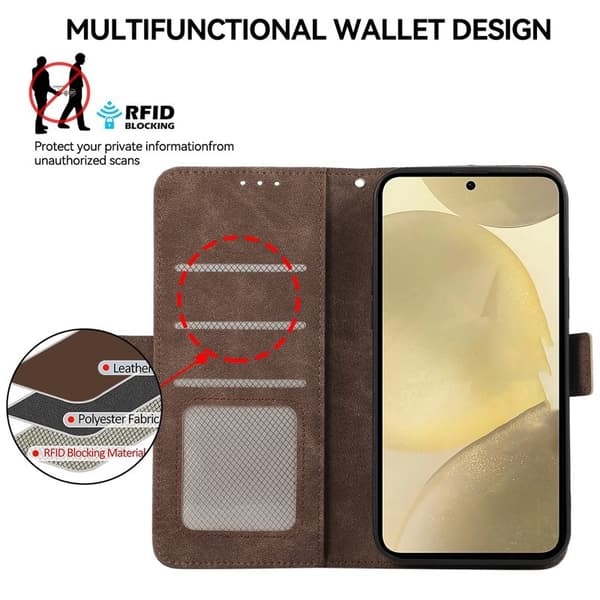 ABEEL Samsung Galaxy S21 Plånboksfodral Konstläder RFID-Skydd - Brun