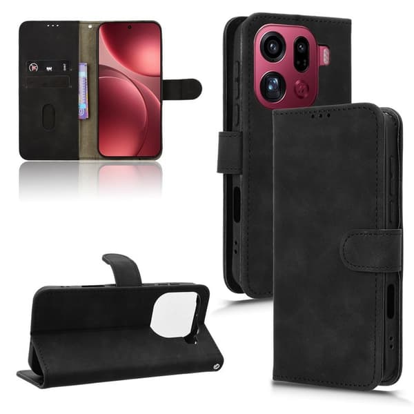 Oppo Find X9 Pro 5G Plånboksfodral Konstläder Skydd - Svart