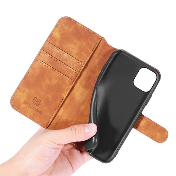 DG.MING Retro Konstläder Plånboksfodral iPhone 11 Pro Max Brun