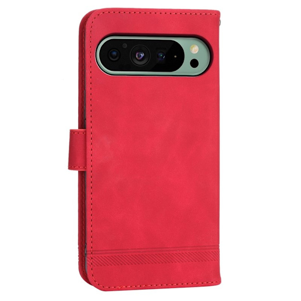 DIERFENG DF-03 Plånboksfodral för Google Pixel 9 - Imiterat Konstläder - Röd