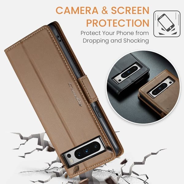 CASEME Plånboksfodral Konstläder till Google Pixel 8 Pro - Brun