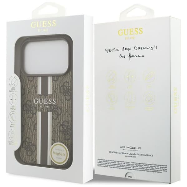 Guess Mobilskal till iPhone 17 Pro MagSafe 4G Printed Stripes - Brun Brun