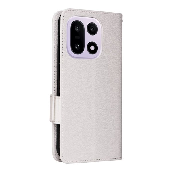 OnePlus 15 5G Plånboksfodral Litchi Texture Konstläder - Vit Vit