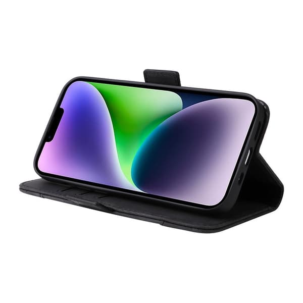 BETOPNICE 001 iPhone 15 Plus Plånboksfodral i Konstläder - Svart