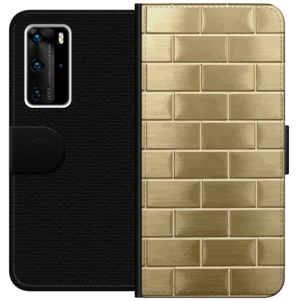 Plånboksfodral till Huawei P40 Pro med Gyllene Murstenar
