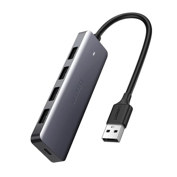 Ugreen USB-keskitin - 4x USB 3.2 Gen 1 mikro-USB-virtalähteellä - Harmaa