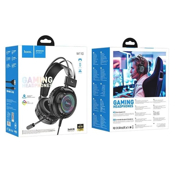 Hoco On-Ear Gaming Hörlurar USB-A/Jack 3.5mm - Svart Black