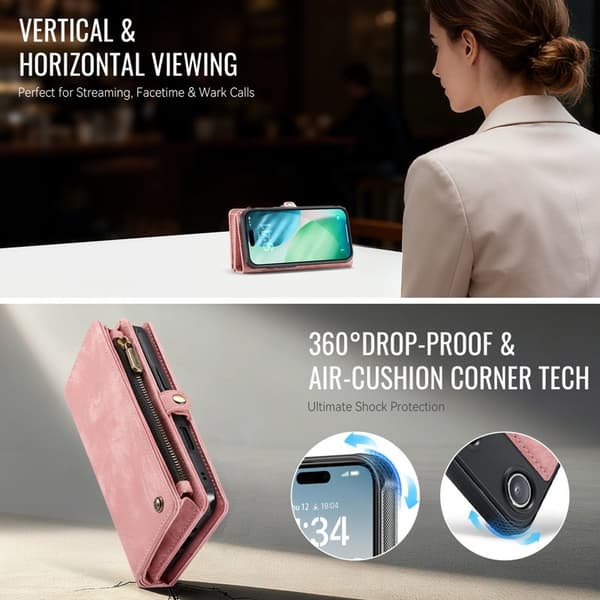 CASEME 008 iPhone Air Plånboksfodral i Konstläder med - Rosa