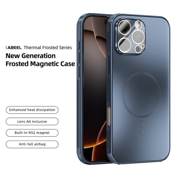 ABEEL Mobilskal till iPhone 16 Pro Magnetiskt TPU PC Kylmatte Blå