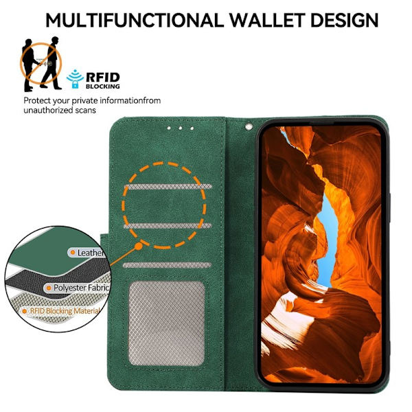 ABEEL Plånboksfodral Konstläder för iPhone 12 Pro Max 6.7 tum - Grön